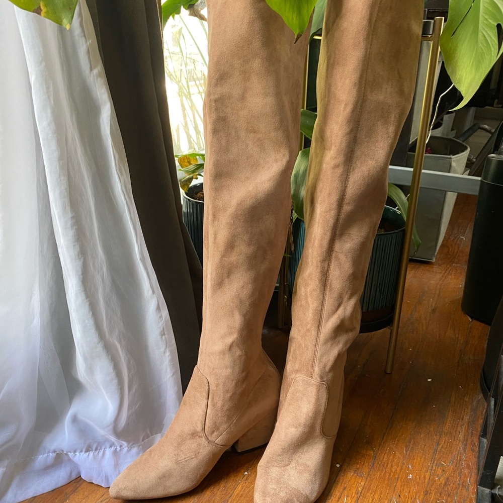 Tan Suede Over-the-Knee Boots